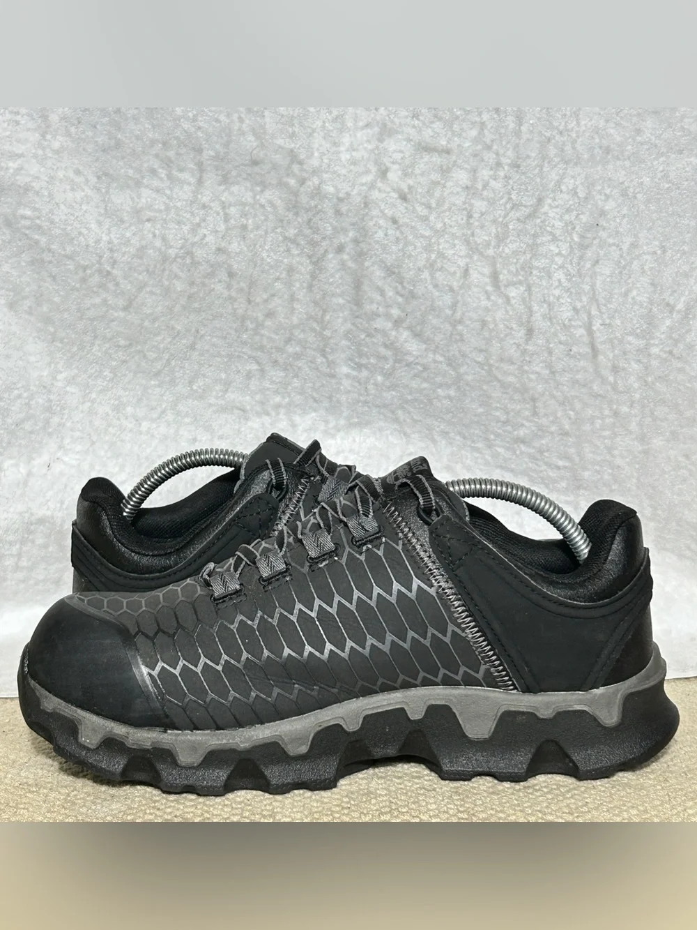 Timberland Pro Women’s Black Powertrain Sport Alloy Toe Work Sneaker Shoes SZ 8W